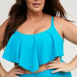 Torrid Plus Size Teal Aqua Blue Ruffle Flounce Bikini Top 4X NWT
